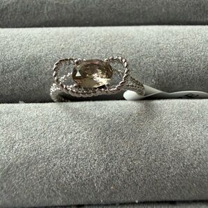 Fragrant Jewels Champagne Oval Stone Rope-Style Silver Ring